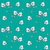 pattern of white flowers on a turquoise background vector