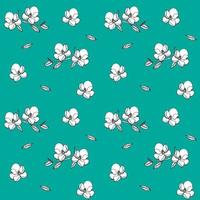 pattern of white flowers on a turquoise background vector