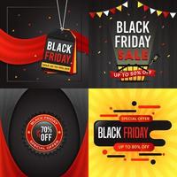 Collection of black friday sale banner with many elements background design vector