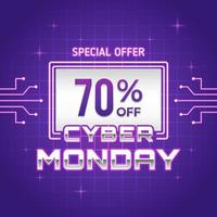 Cyber monday promotion background with text inside screen vector