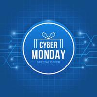 Blue cyber monday background with text inside circle vector