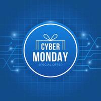 Blue cyber monday background with text inside circle vector