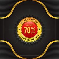 Black friday badge sale banner with black and yellow flag background design vector