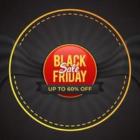 Black friday badge sale banner with flag in circle background design vector