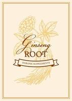 Hand drawn ginseng packaging design. Botanical vector illustration in sketch style