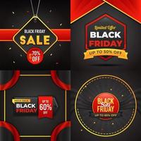 Elegant of black friday sale banner collection with elements background design vector