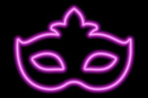 Carnival mask on the eyes. Neon pink contour on a black background vector