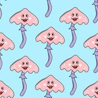 Groovy mushrooms childish seamless pattern vector