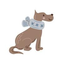 Funny vector illustration with dog in scarf