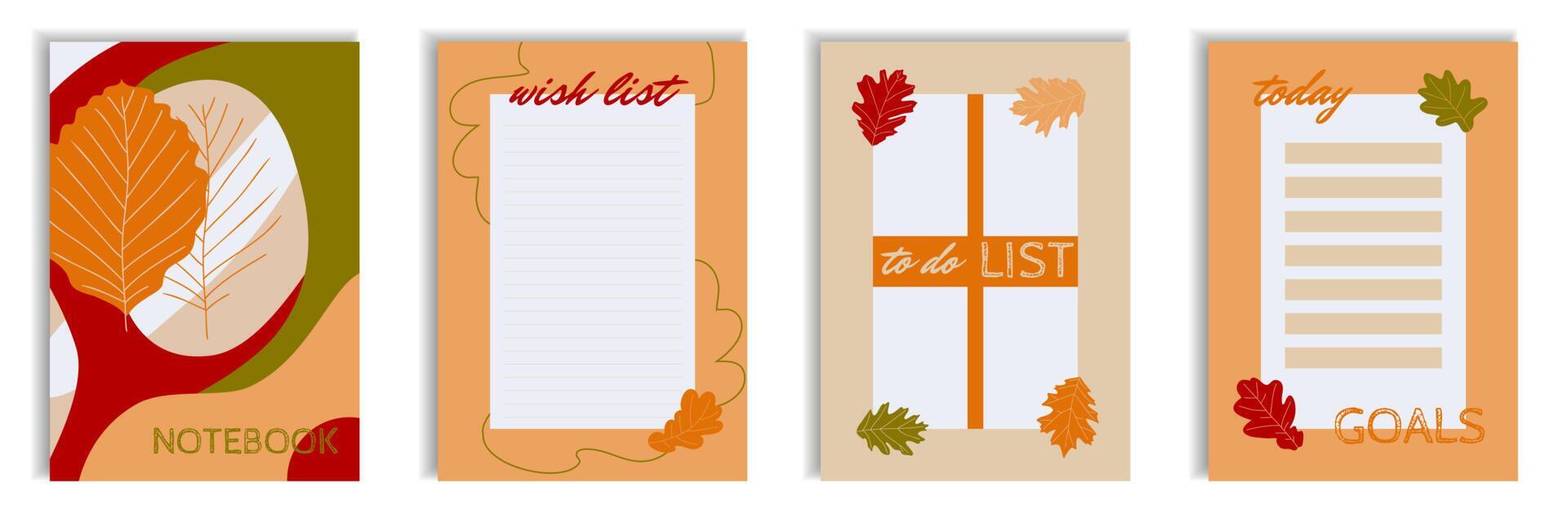 Autumn leaves decorated cover wish to do goals list templates ...