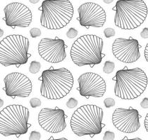 Vector seamless pattern of doodle sketch shell