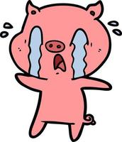 crying pig cartoon vector