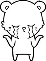 crying cartoon polar bear shrugging shoulders vector