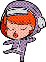 cartoon pretty astronaut girl dancing vector