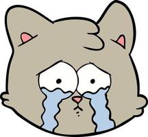 crying cartoon cat face vector