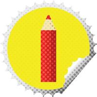 red coloring pencil graphic vector illustration round sticker stamp