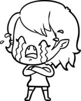 cartoon crying vampire girl vector