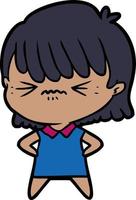 annoyed cartoon girl vector