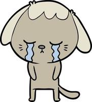 cute puppy crying cartoon vector