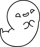 line doodle of a happy halloween ghost vector