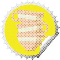 stack of cups graphic vector illustration round sticker stamp