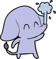 cute cartoon elephant spouting water vector