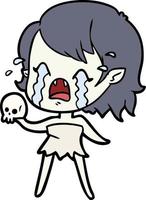 cartoon crying vampire girl vector