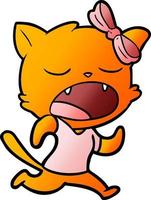 cartoon yawning cat vector