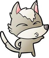 cartoon wolf pouting vector