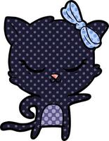 cute cartoon cat with bow vector