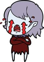 cartoon crying vampire girl vector