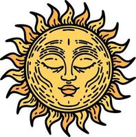 traditional tattoo of a sun vector