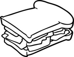 line drawing of a ham cheese tomato sandwich vector