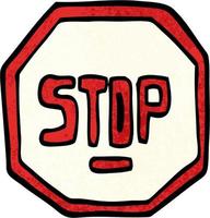 grunge textured illustration cartoon stop sign vector