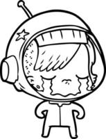 cartoon crying astronaut girl vector