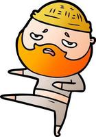 cartoon worried man with beard vector