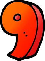 vector gradient illustration cartoon number nine