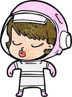 cartoon pretty astronaut girl vector