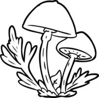 line drawing of a wild mushrooms vector