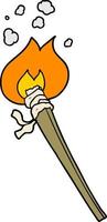 cartoon burning torch vector