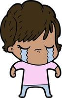 cartoon woman crying vector