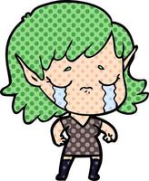 cartoon crying elf girl vector