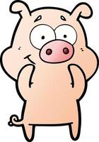 happy cartoon pig vector