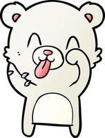 rude cartoon polar bear sticking out tongue vector