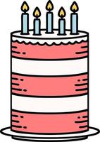 traditional tattoo of a birthday cake vector