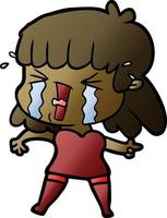 cartoon woman in tears vector