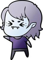 annoyed cartoon vampire girl vector