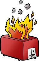 cartoon burning toaster vector