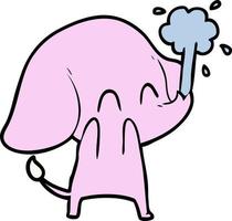 lindo elefante de dibujos animados arrojando agua vector