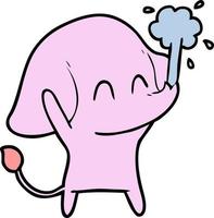 cute cartoon elephant spouting water vector